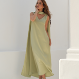 FIESTA DRESS & ENCHARPE SAGE GREEN