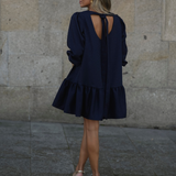 FLOWER DRESS MARITIME BLUE
