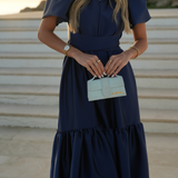 vestido cerimonia midi azul marinho