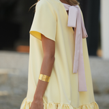 TRUST DRESS BUTTER YELLOW & ROSE