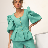 BUTTERFLY BLOUSE & COAT TURQUOISE