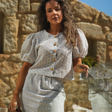 LUNA BLOUSE BEIGE & WHITE