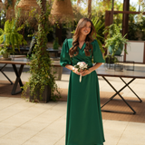 FÉNIX SATIN DRESS RUBY GREEN