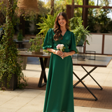 FÉNIX SATIN DRESS RUBY GREEN