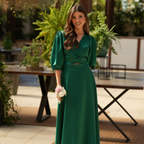FÉNIX SATIN DRESS RUBY GREEN