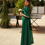FÉNIX SATIN DRESS RUBY GREEN