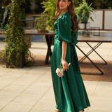 FÉNIX SATIN DRESS RUBY GREEN