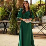 FÉNIX SATIN DRESS RUBY GREEN