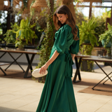 FÉNIX SATIN DRESS RUBY GREEN
