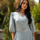 FÉNIX SATIN DRESS SKY BLUE