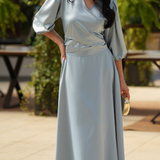 FÉNIX SATIN DRESS SKY BLUE