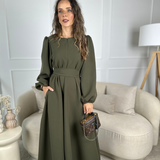 VESTIDO VALIENTE EDEN VERDE Y FUCSIA