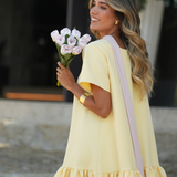 TRUST DRESS BUTTER YELLOW & ROSE