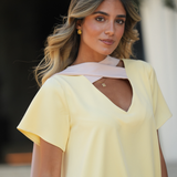 TRUST DRESS BUTTER YELLOW & ROSE