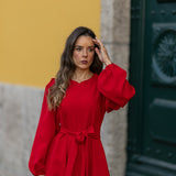 VESTIDO VALIENTE EDEN VERDE Y FUCSIA