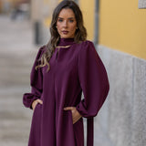 VESTIDO VALIENTE EDEN VERDE Y FUCSIA