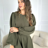 VESTIDO VALIENTE EDEN VERDE Y FUCSIA