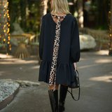 BE TRUE DRESS BLACK & LEOPARD