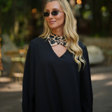 BE TRUE DRESS BLACK & LEOPARD