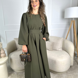 VESTIDO VALIENTE EDEN VERDE Y FUCSIA