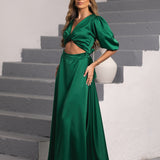 FÉNIX SATIN DRESS RUBY GREEN