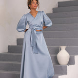 FÉNIX SATIN DRESS SKY BLUE
