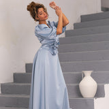 FÉNIX SATIN DRESS SKY BLUE